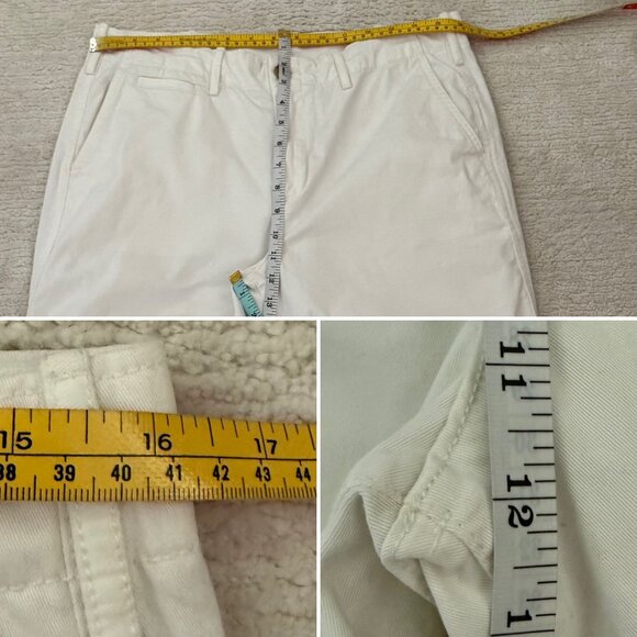 Gap White Cropped Pants Size 10 High Rise Straight Leg Cotton Blend Casual Beach - Picture 7 of 10